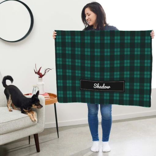 Frisco Personalized Plaid Sherpa Cat & Dog Blanket, 30" X 40" -Pet Supply Store 303832 PT5. AC SS1800 V1637610178